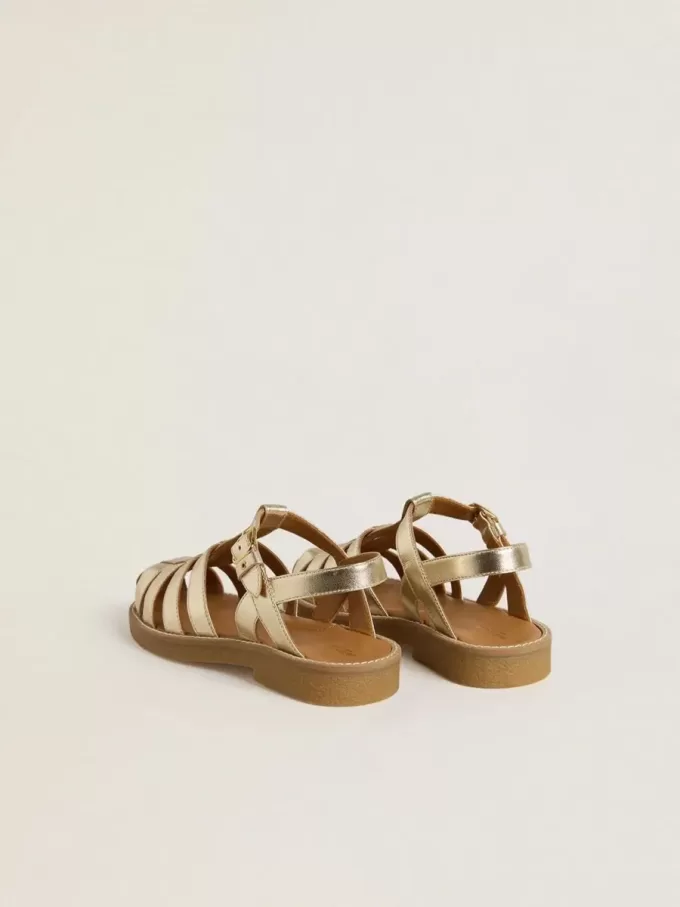 Sandalias Young Maxime en piel metalizada dorada Sandalias Young Maxime en piel metalizada dorada