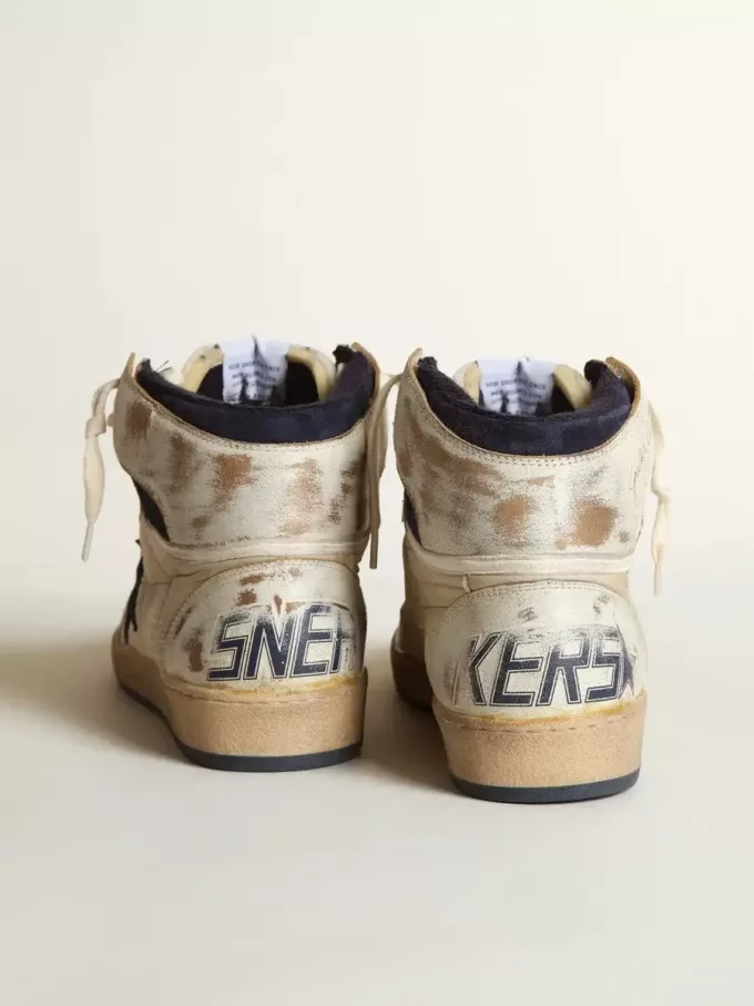 Sky-Star para hombre en nailon y piel de color crema con estrella de ante azul Sky-Star para hombre en nailon y piel de color crema con estrella de ante azul