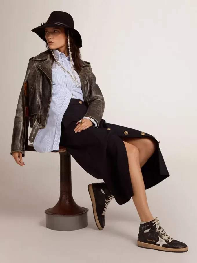 Sky-Star para mujer en napa negra con estrella blanca Sky-Star para mujer en napa negra con estrella blanca