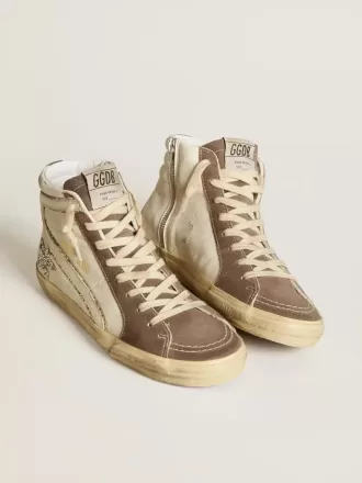 Slide en napa con estrella brillante y detalle en charol