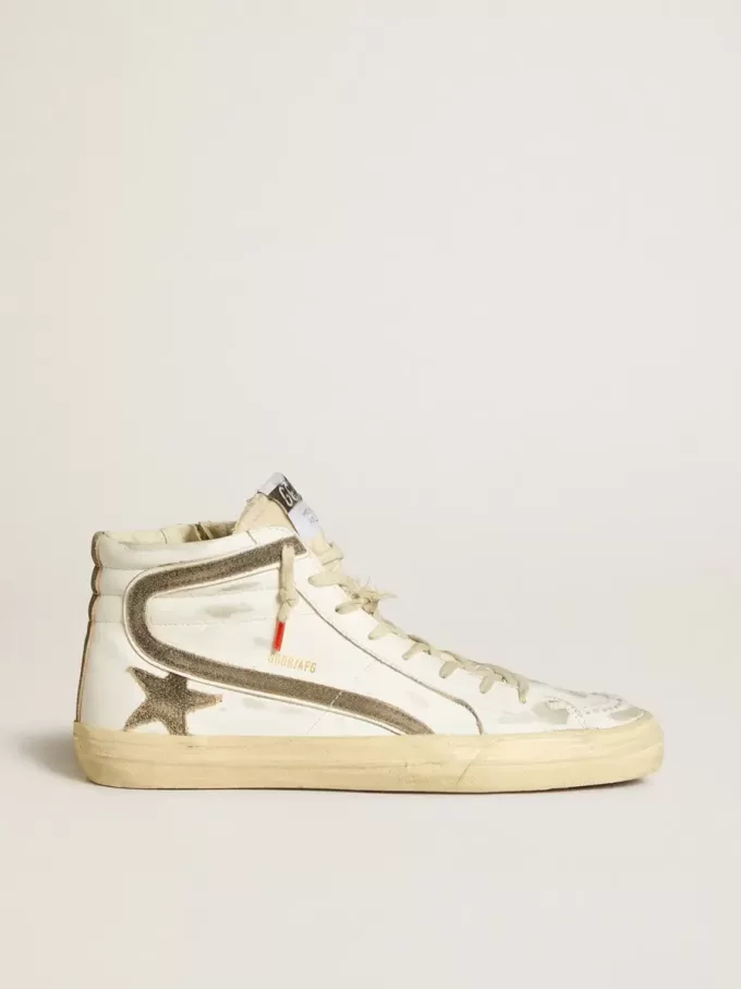 Slide LAB para hombre en piel blanca con estrella y flash en ante marrón