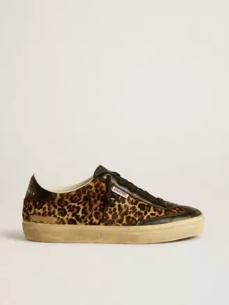 Soul Star en piel de potro con estampado de leopardo, con lengüeta e inserciones en el talón de piel napa negra