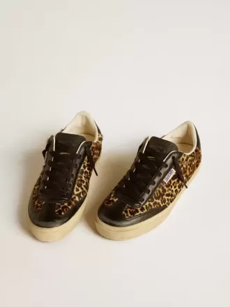Soul Star en piel de potro con estampado de leopardo, con lengüeta e inserciones en el talón de piel napa negra