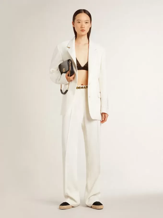 Soul Star en terciopelo negro con lengüeta del talón en cuero blanco Soul Star en terciopelo negro con lengüeta del talón en cuero blanco