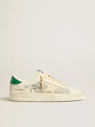 Stardan en piel napa blanca con estrella de piel color crema Stardan en piel napa blanca con estrella de piel color crema