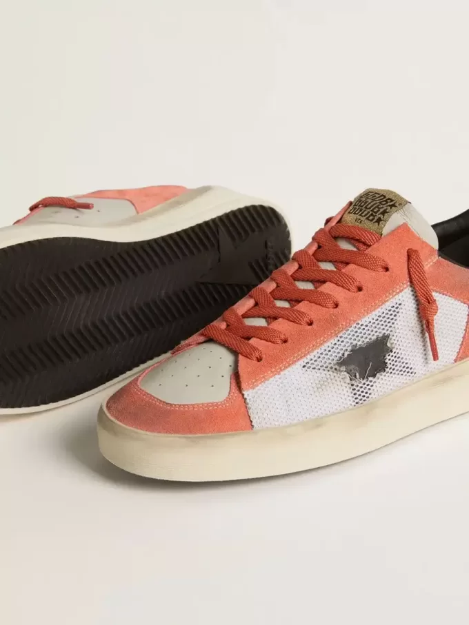 Stardan LTD en ante color coral y malla con estrella de cuero negro