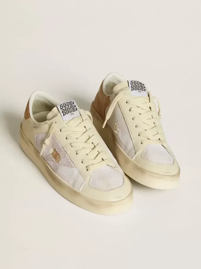 Stardan LTD para mujer con estrella de piel beige y lengüeta del talón de piel beige cocodrilo