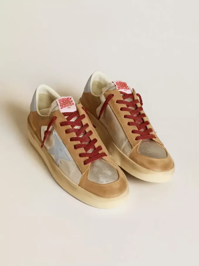 Stardan LTD plateadas para hombre con estrella de piel azul claro e inserciones de nubuck Stardan LTD plateadas para hombre con estrella de piel azul claro e inserciones de nubuck