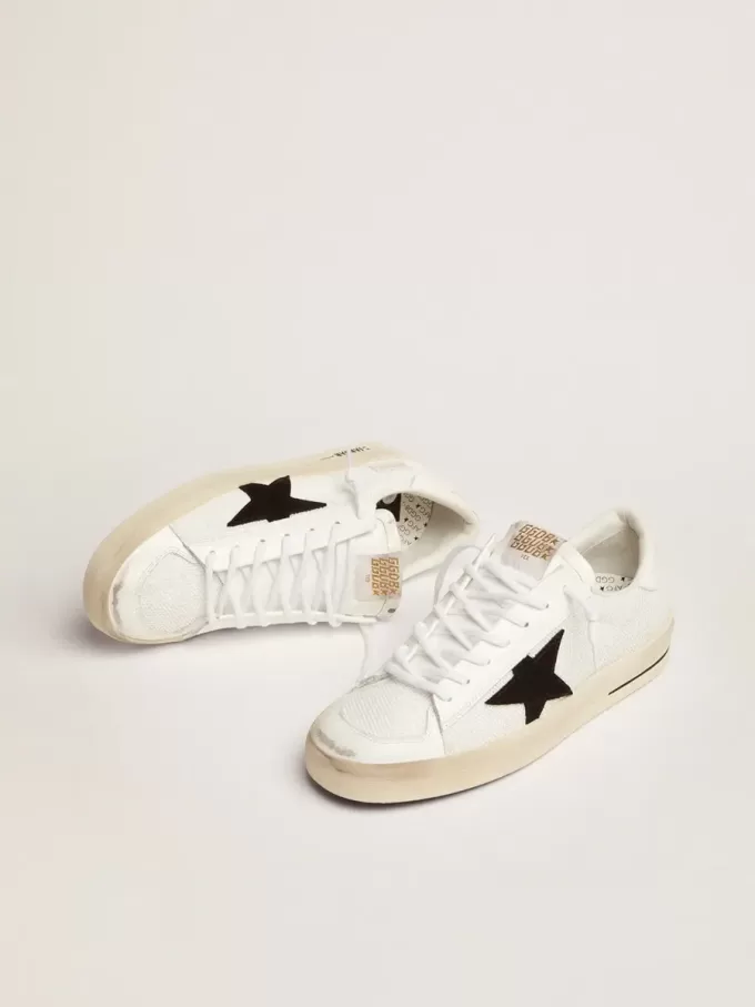 Stardan para hombre en malla blanca con estrella de ante negro
