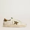 Stardan para hombre en piel blanca con estrella y lengüeta en el talón en piel con estampado de serpiente en verde militar Stardan para hombre en piel blanca con estrella y lengüeta en el talón en piel con estampado de serpiente en verde militar