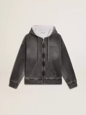 Sudadera antracita con efecto pulverizado y tachuelas