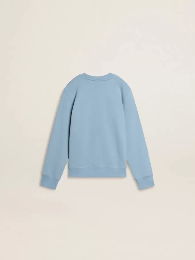 Sudadera azul claro para niño con letras en la parte delantera