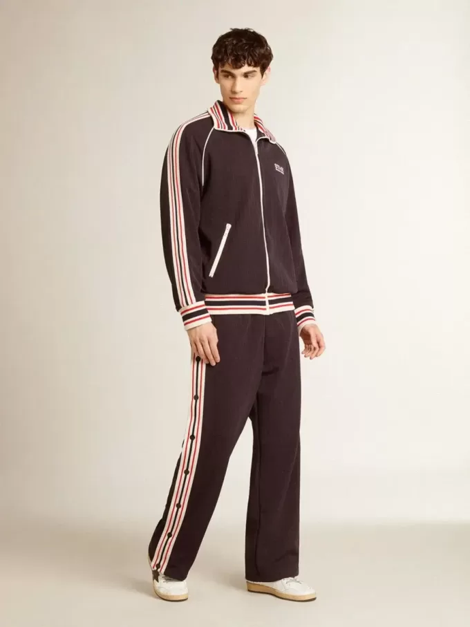 Sudadera azul oscuro con cremallera y logotipo blanco para hombre