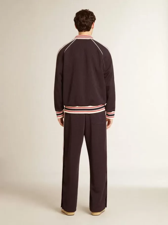 Sudadera azul oscuro con cremallera y logotipo blanco para hombre