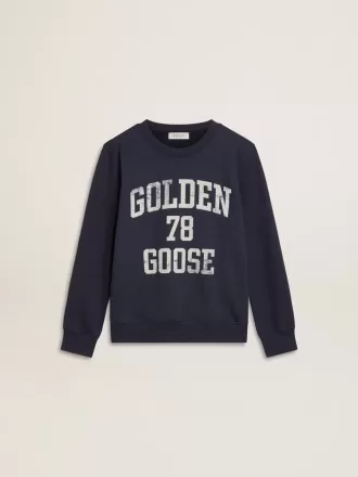 Sudadera azul oscuro para niño con estampado blanco