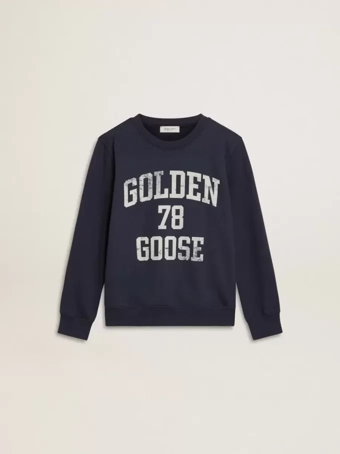 Sudadera azul oscuro para niño con estampado blanco