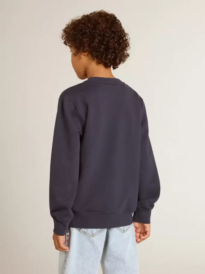 Sudadera azul oscuro para niño con estampado blanco
