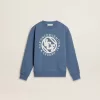 Sudadera azul para niños con parches blancos en relieve Sudadera azul para niños con parches blancos en relieve