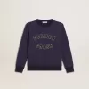 Sudadera azul violeta con las letras Golden Goose en la parte delantera Sudadera azul violeta con las letras Golden Goose en la parte delantera