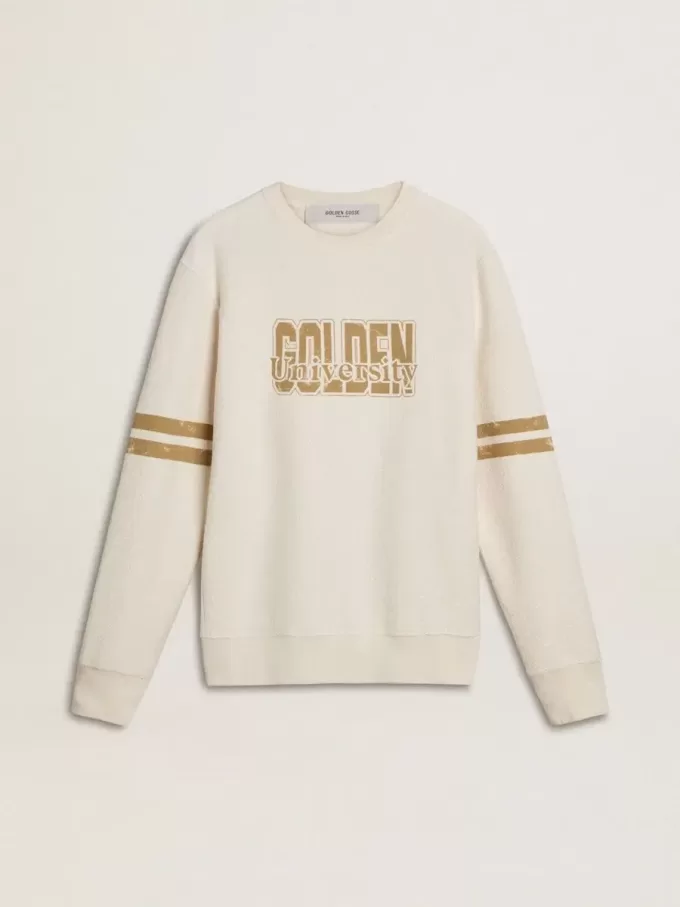 Sudadera blanca de algodón para hombre con estampado delantero