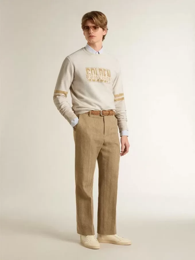 Sudadera blanca de algodón para hombre con estampado delantero