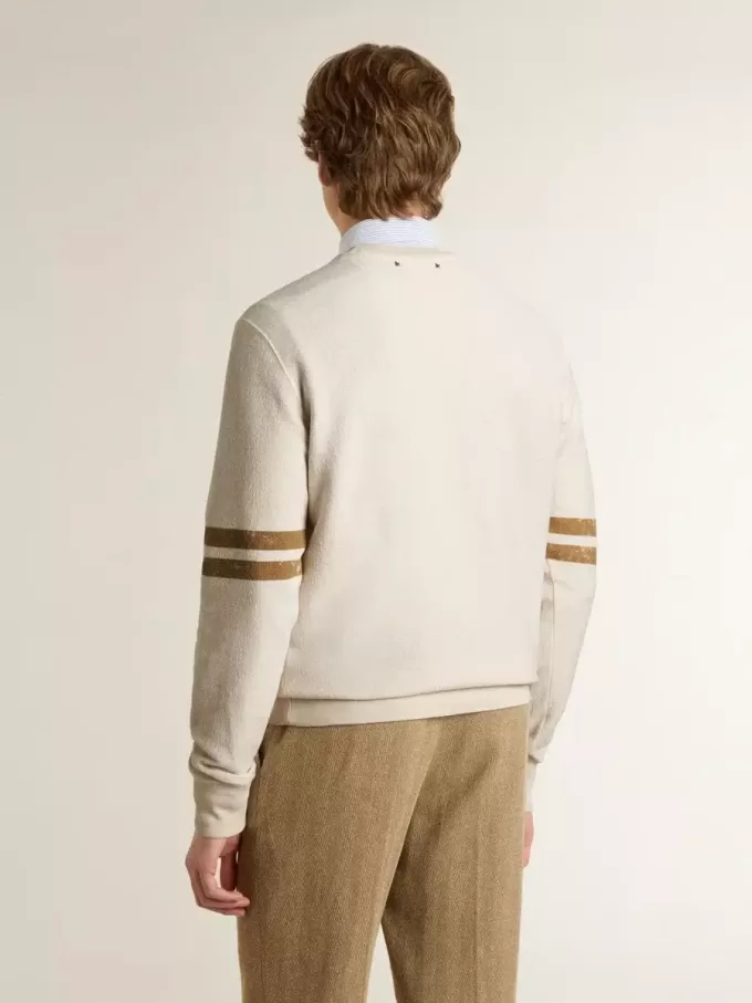 Sudadera blanca de algodón para hombre con estampado delantero