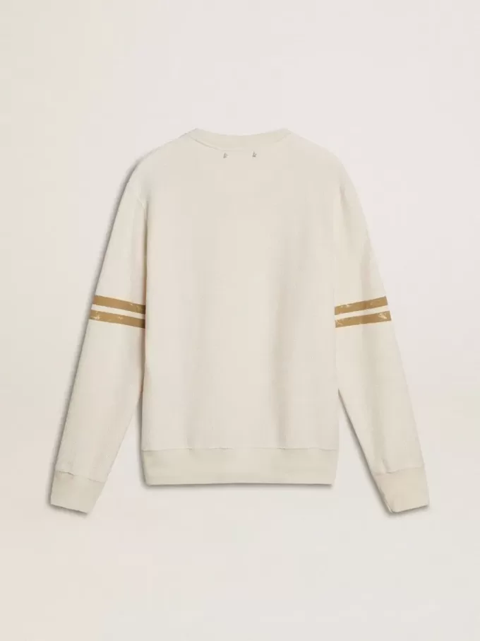 Sudadera blanca de algodón para hombre con estampado delantero