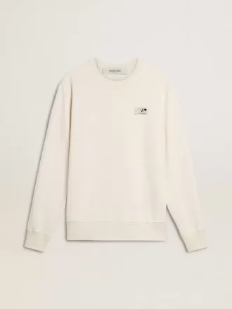 Sudadera blanca de algodón para hombre con estampado en la espalda