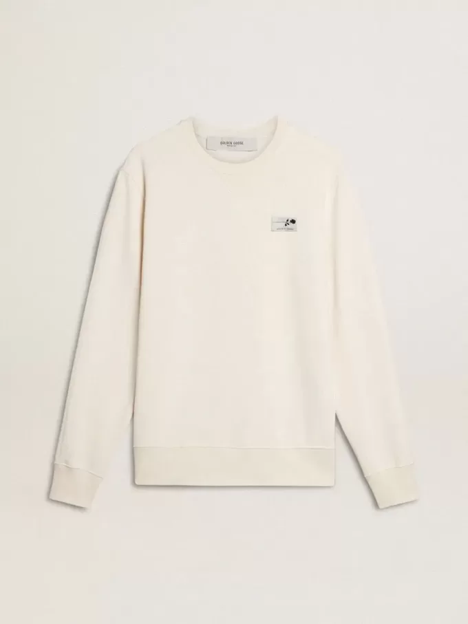 Sudadera blanca de algodón para hombre con estampado en la espalda