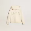 Sudadera con capucha en blanco envejecido con parches