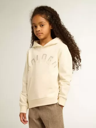 Sudadera con capucha en blanco envejecido con parches