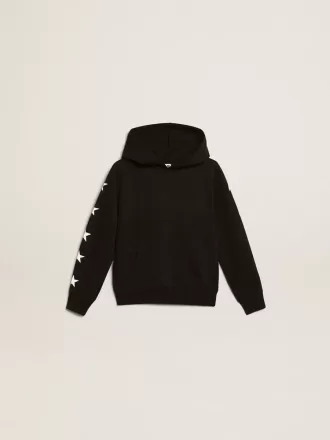Sudadera con capucha para niño en color negro con estrellas blancas en contraste.