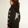 Sudadera con capucha para niño en color negro con estrellas plateadas en contraste Sudadera con capucha para niño en color negro con estrellas plateadas en contraste
