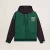 Sudadera con capucha reversible verde y azul para hombre