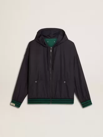 Sudadera con capucha reversible verde y azul para hombre