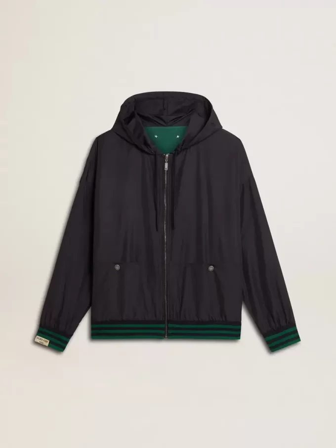 Sudadera con capucha reversible verde y azul para hombre