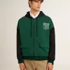 Sudadera con capucha reversible verde y azul para hombre