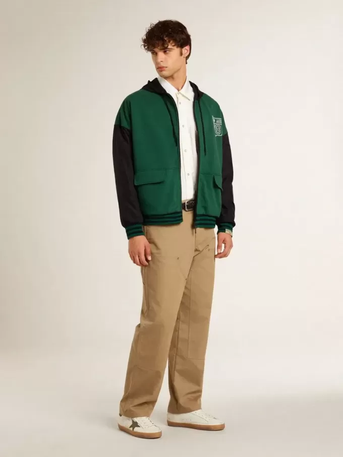 Sudadera con capucha reversible verde y azul para hombre