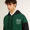 Sudadera con capucha reversible verde y azul para hombre