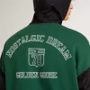 Sudadera con capucha reversible verde y azul para hombre