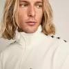 Sudadera con cremallera para hombre en color blanco papiro con estrellas negras