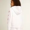 Sudadera con cremallera para niña en color blanco con estrellas brillantes en las mangas