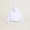 Sudadera con cremallera para niña en color blanco con estrellas brillantes en las mangas