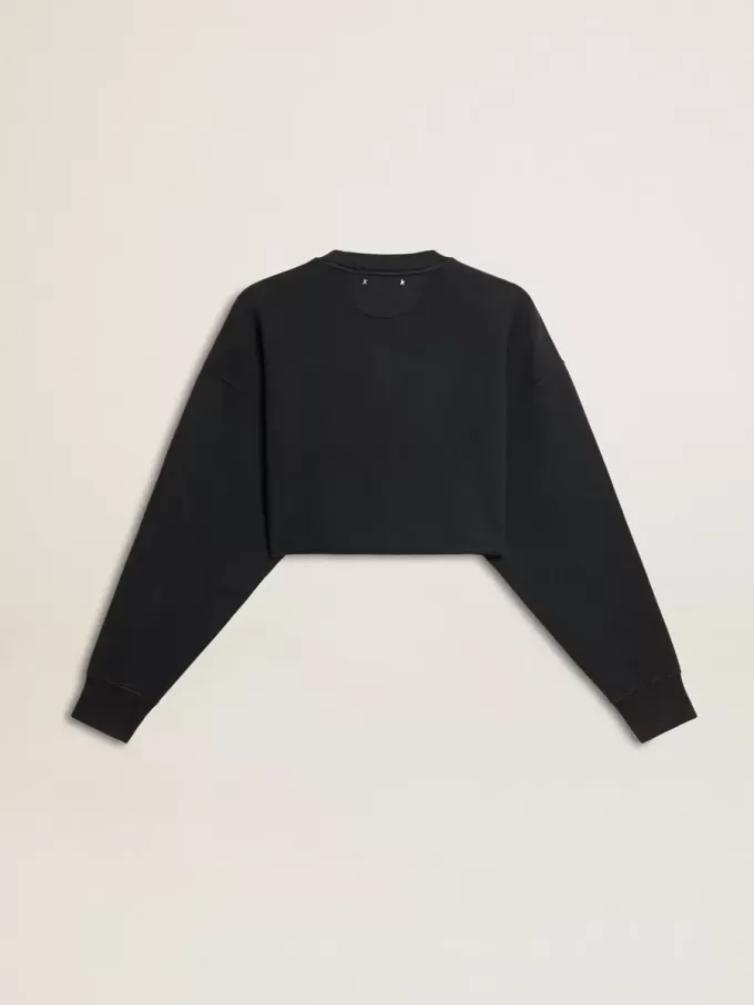 Sudadera corta de algodón para mujer con cristales en la parte delantera