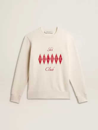 Sudadera de algodón para hombre con cuello redondo y letras bordadas
