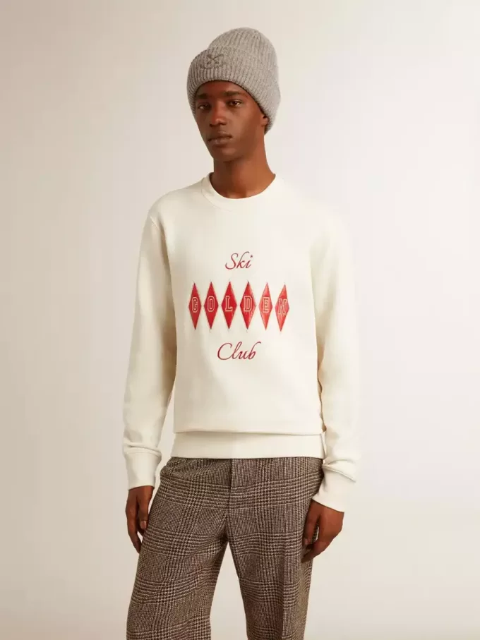 Sudadera de algodón para hombre con cuello redondo y letras bordadas Sudadera de algodón para hombre con cuello redondo y letras bordadas