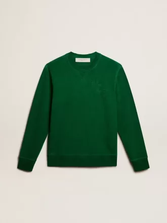 Sudadera de cuello redondo en felpa de algodón verde