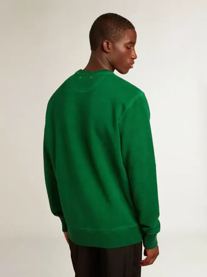Sudadera de cuello redondo en felpa de algodón verde