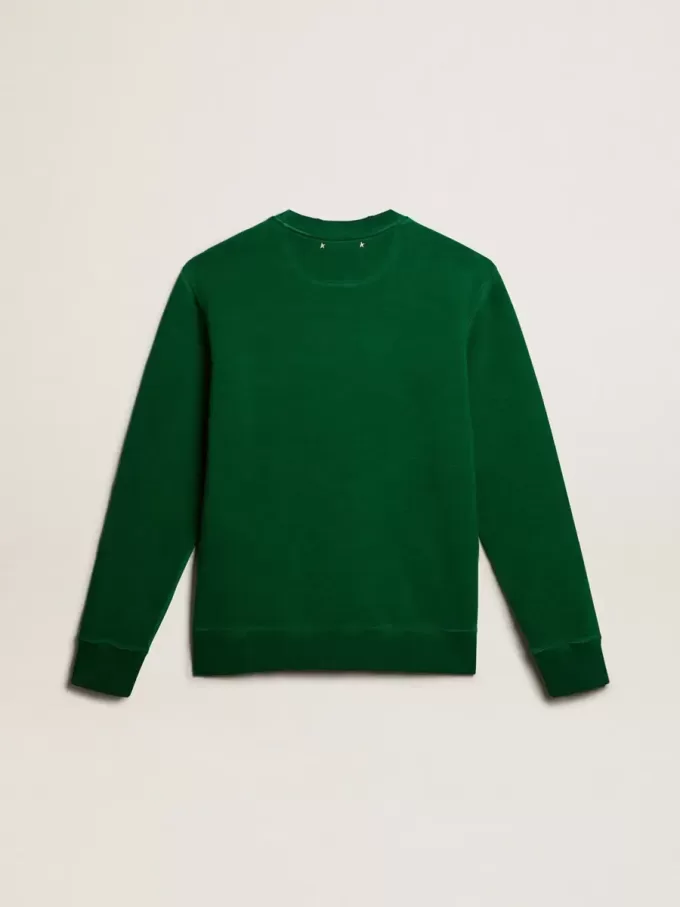 Sudadera de cuello redondo en felpa de algodón verde