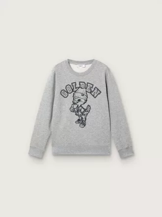 Sudadera de cuello redondo Journey para niño en algodón gris jaspeado con estampado de mascota